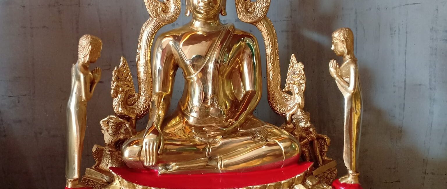 #พระพุทธชินราช หน้าตัก5″เนื้อทองเหลืองขัดมันมีพระโมคคัล